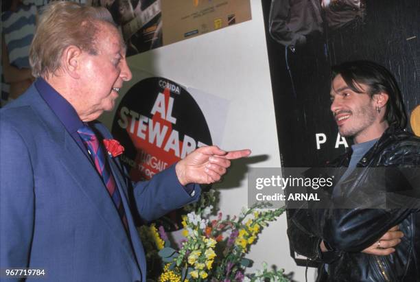 Charles Trenet et Florent Pagny à La Cigale à Paris le 28 février 1989, France.