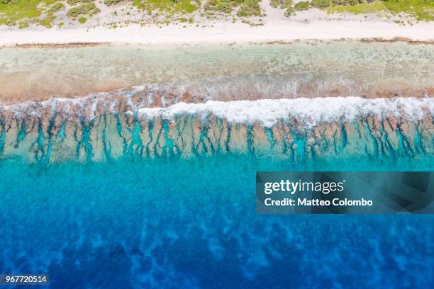 aerial view of coastline of bora bora island - south pacific ocean stock pictures, royalty-free photos & images