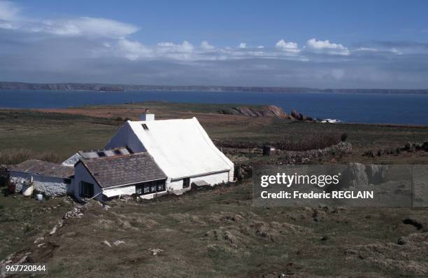 Maison d'habitation sur l'île de Skokholm, 25 avril 2000, Pays de Galles, Royaume Uni.