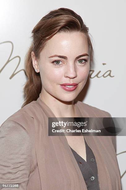 Actress Melissa George attends the Max Azria Fall 2010 fashion show during Mercedes-Benz Fashion Week at Bryant Park on February 16, 2010 in New York...