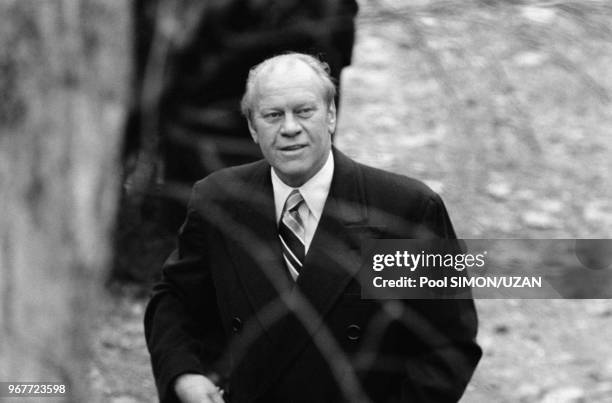 Le président américain Gerald Ford lors du sommet monétaire de Rambouillet le 17 novembre 1975, France.