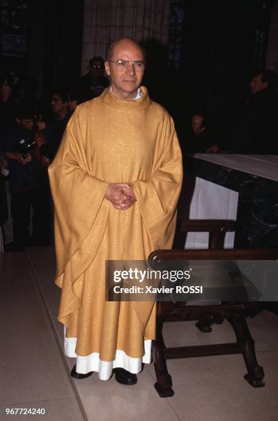 Dernière messe de Mgr Gaillot à Evreux le 22 janvier 1994, France.