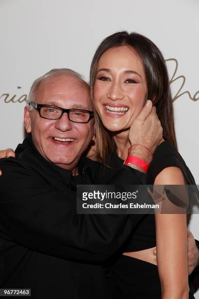 Designer Max Azria and actress Maggie Q attend the Max Azria Fall 2010 fashion show during Mercedes-Benz Fashion Week at Bryant Park on February 16,...