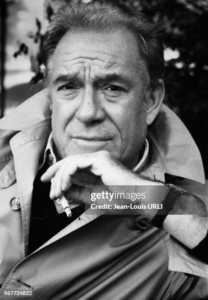 Portrait de l'acteur italien Ugo Tognazzi venu présenter le film de Bertolucci dans lequel il joue en France le 14 octobre 1981 à Paris, France.