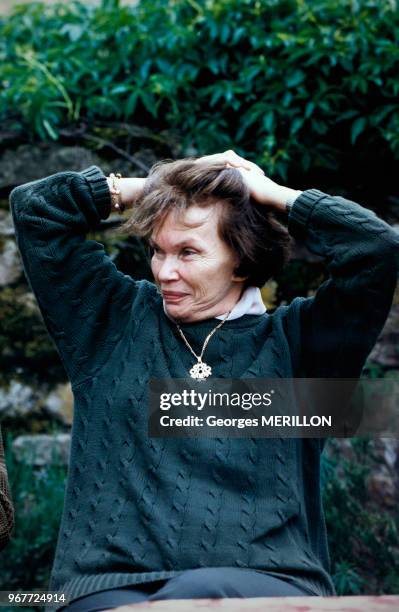 Danielle Mitterrand à la Roche de Solutré le 26 mai 1996, France.