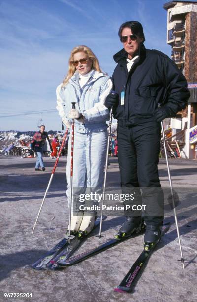 Sylvie Vartan et son mari Tony Scotti au Festival d'Avoriaz le 18 janvier 1993, France.
