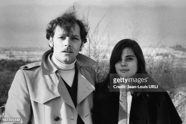 Patrick Dewaere et Marie Trintignant sur le tournage du film 'Série Noire', le 18 janvier 1979, à Paris, France.