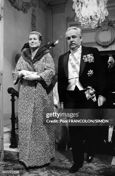 Grace et Rainier de Monaco en tenue d'apparat le 19 novembre 1978, Monaco.