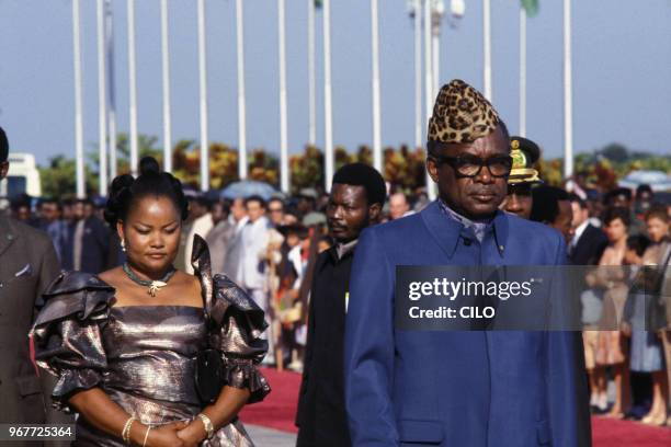 Mobutu Sese Seko et sa femme à Kinshasa le 14 mars 1984, Zaire.