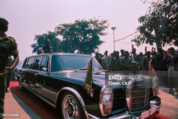 Le président Mobutu Sese Seko lors du 20e anniversaire du MRP le 20 mai 1987 au Zaire.