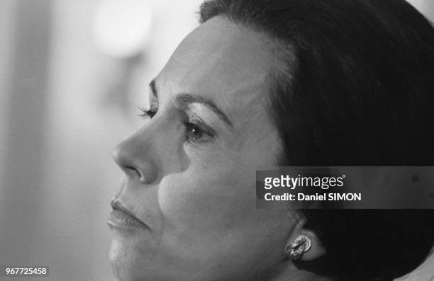 Marie-France Garaud, candidate indépendante à l'élection présidentielle, 20 mars 1981, Paris, France.