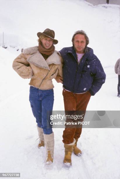 Pierre Richard et sa femme au Festival d'Avoriaz le 15 janvier 1986, France.