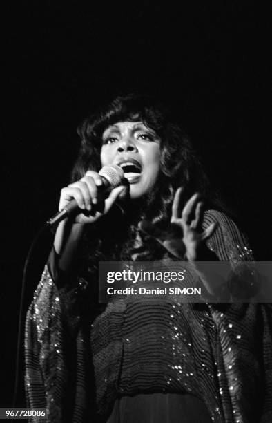 Donna Summer en concert à La Porte de Pantin à Paris le 20octobre 1977, france.