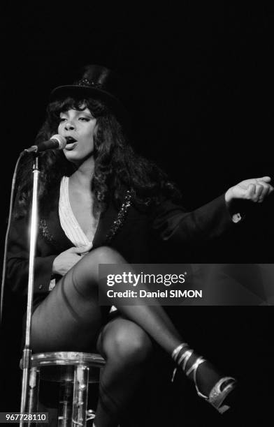 Donna Summer en concert à La Porte de Pantin à Paris le 20octobre 1977, france.