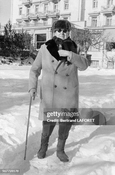 Marcel Dassault se repose à Gstaad le 25 décembre 1974, Suisse.