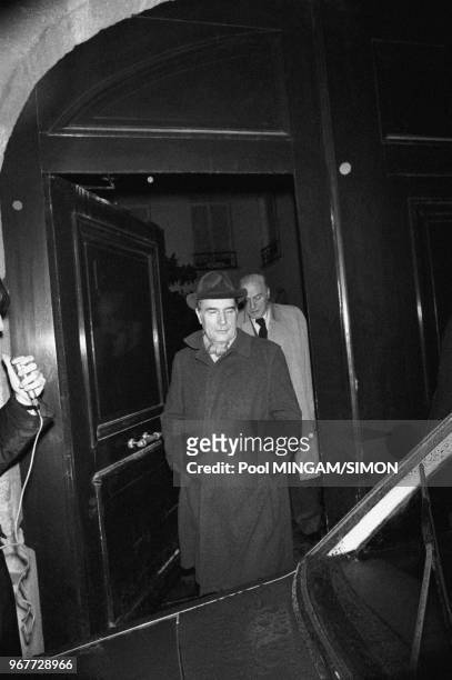 François Mitterrand au siège du Parti Socialiste après le résultat de la droite aux élections législatives, Paris, le 20 mars 1978, France.