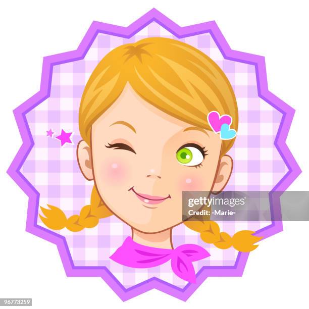 kleine girl_winking - zwinkern stock-grafiken, -clipart, -cartoons und -symbole