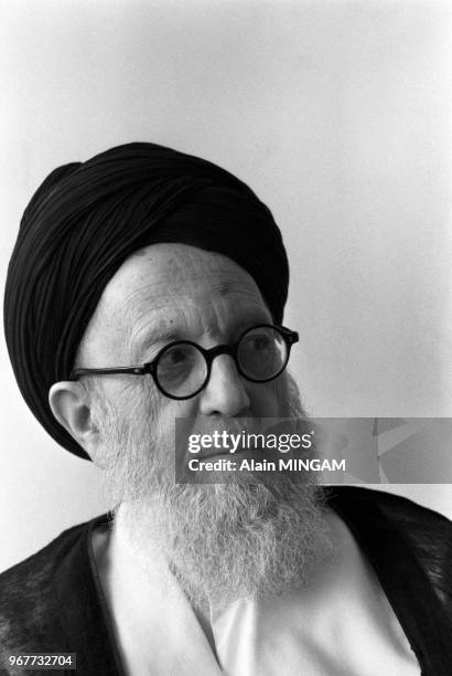 Ayatollah Mohammad Kazem Shariatmadari, haut dignitaire religieux, à Téhéran le 26 aout 1978, Iran.