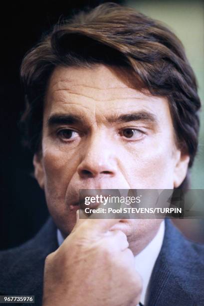 Portrait de l'homme d'affaires Bernard Tapie dirigeant de l'OM, jugé pour corruption sur le banc des accusés lors du procès en appel de l'affaire...