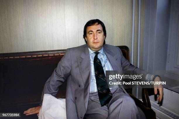 Portrait de l'homme d'affaires Jean-Pierre Bernes, l'un des dirigeants de l'OM, jugé pour corruption sur le banc des accusés lors du procès en appel...
