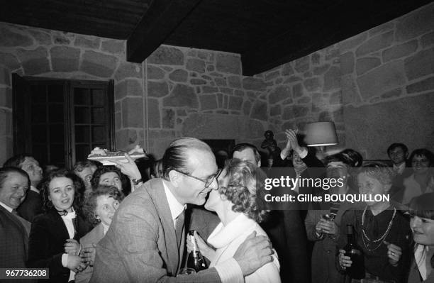 Jacques Chirac au Chateu de Bity en Corrèze lors de l'élection de son épouse Bernadette aux élections cantonales le 25 avril 1979, France.