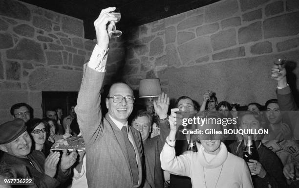 Jacques Chirac au Chateu de Bity en Corrèze lors de l'élection de son épouse Bernadette aux élections cantonales le 25 avril 1979, France.