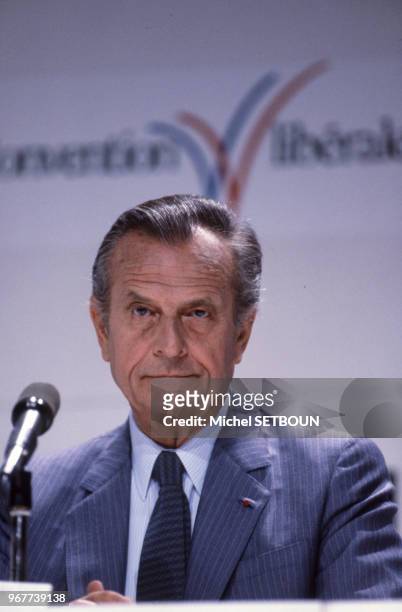 Portrait de Jean Lecanuet, le président de l'Union pour la démocratie française , le 28 mai 1985, France.