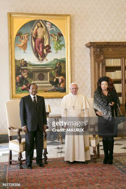 Pope Francis received the president of Cameroon, president Paul Biya and his wife Chantal on October 18, 2013 at the Vatican.