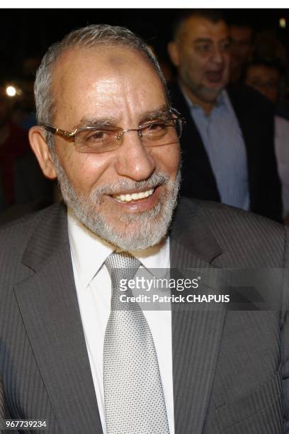 Mohammed Badie guide supreme de la confrerie des freres musulmans, inaugure le nouveau quartier general des freres musulmans le 21 Mai 2011 au Caire,...