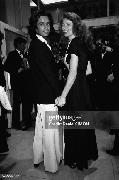Jean-Michel Jarre et Charlotte Rampling lors d'une 1ère au Festival de Cannes le 18 mai 1979 France.