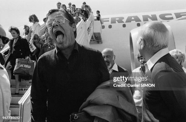 Arrivée de l'acteur américain Jerry Lewis au Festival de Cannes le 22 mai 1979, France.