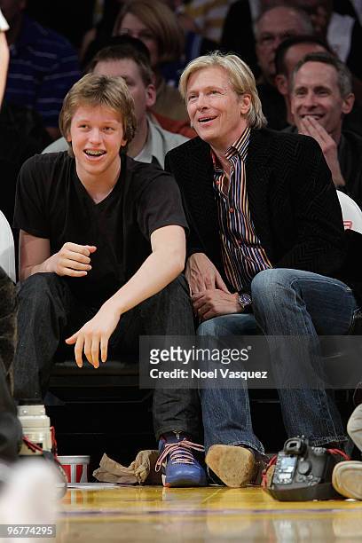 Jack Wagner and his son attend a game between the Golden State Warriors and the Los Angeles Lakers at Staples Center on February 16, 2010 in Los...