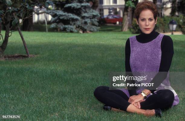 Portrait de l'actrice américaine Louise Sorel au Pavillon du Trianon le 30 septembre 1992 à Versailles, France.