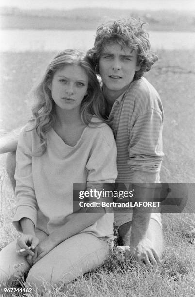 Odile Michel et Philippe Ruggieri lors du tournage du film 'Le Gagnant' à Paris le 31 aout 1979, France.