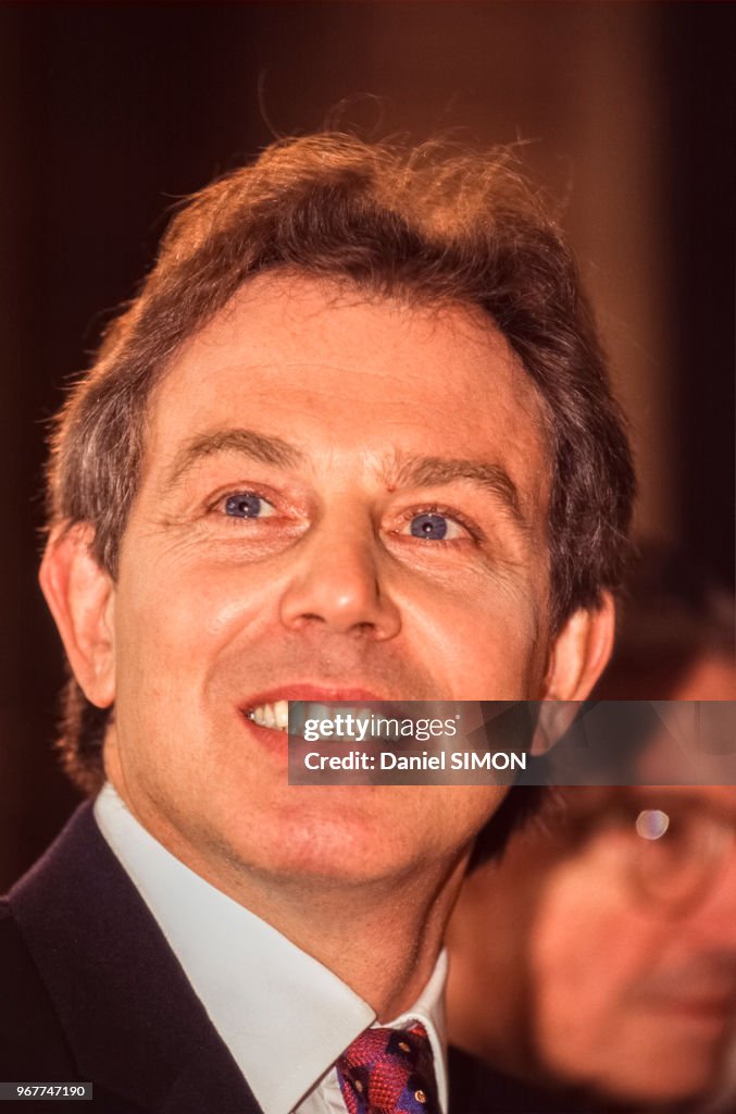 Tony Blair, leader du Labour Party - Parti travailliste -... News Photo