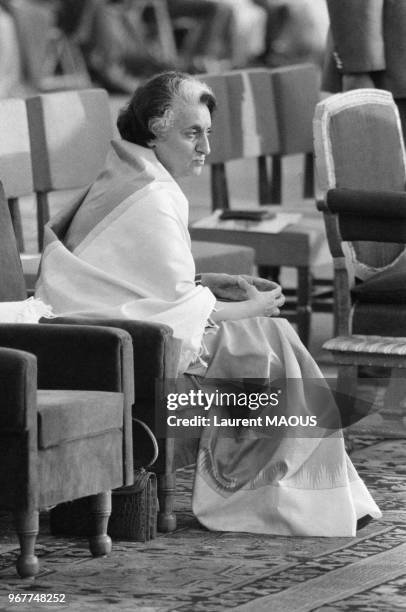 Indira Gandhi, Premier ministre indien le 25 janvier 1980 à New Delhi, lnde.