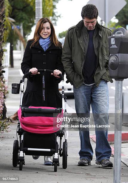 Alyson Hannigan and Alexis Denisof are seen on February 6, 2010 in Los Angeles, California.