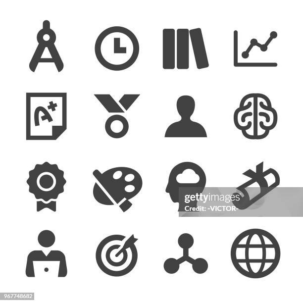 higher education icons set - minimal series - engineering students stock illustrations