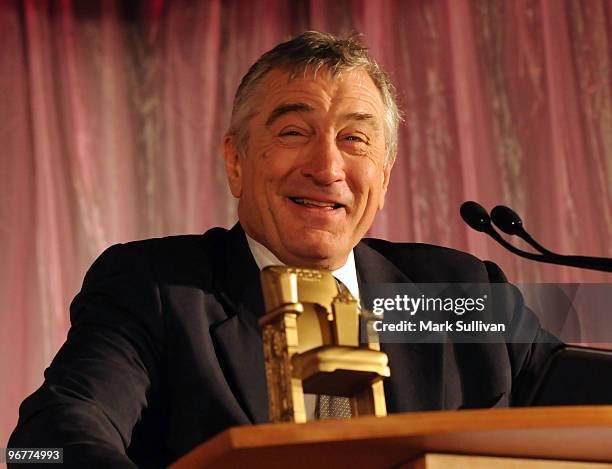 Actor Robert De Niro receives his lifetime achievement award at AARP's 9th Annual Movies For Grownups awards gala held on february 16, 2010 in...