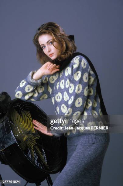 Actrice française Emmanuelle Béart à paris le 21 novembre 1984, France.