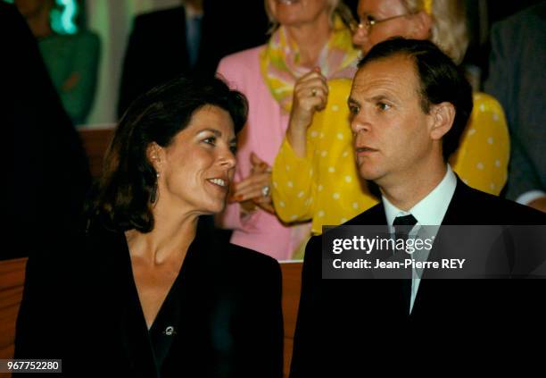 La Princesse Caroline de Monaco et le photographe François-Marie Banier à un dîner le 27 avril 1996 à Monte-Carlo, Monaco.