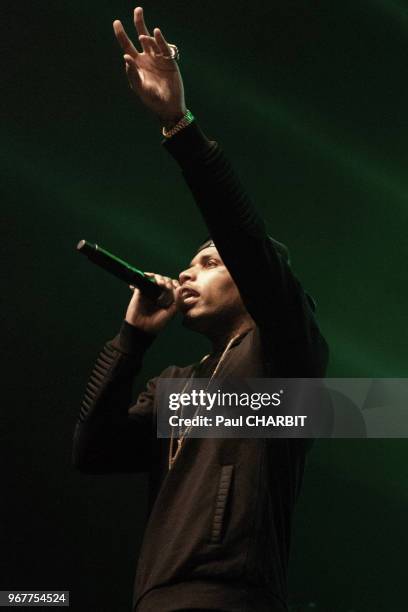 Le rappeur américain Kid Ink en concert live à l'Olympia le 15 septembre 2014, Paris, France.