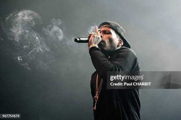 Le rappeur américain Kid Ink en concert live à l'Olympia le 15 septembre 2014, Paris, France.