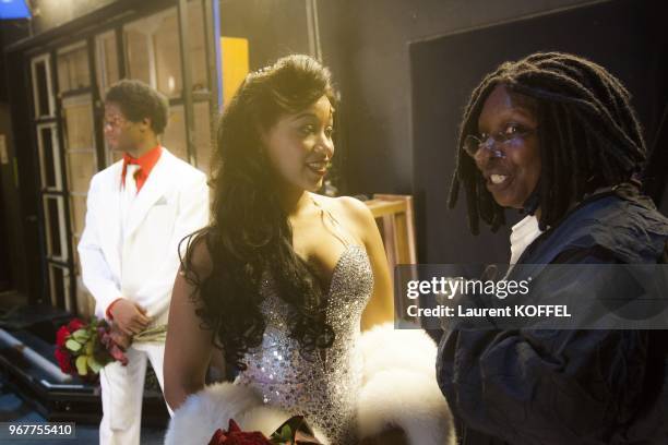 Whoopi Goldberg and Kania perform on stage during 'Sister Act: The Musical' Gala Premiere at Theatre Mogador on September 20, 2012 in Paris, France.