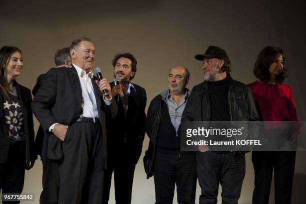 Albert Uderzo, Edouard Baer, Gerard Jugnot and Valerie Lemercier attend at "Asterix et Obelix: au service de sa majeste" film premiere at "Le Grand...