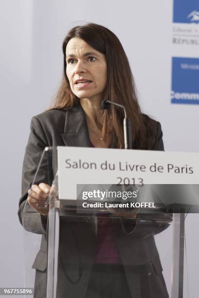 French minister of culture and communication Aurelie Filippetti attends at the Paris Book Fair on March 25, 2013 in Paris, France.