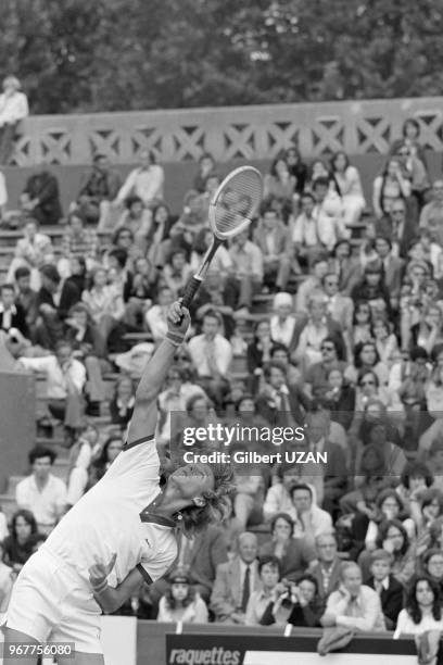 Björn Borg lors de son quart de final contre le méxicain Ravirez aux Internationaux de France de Tennis à Paris le 13 juin 1974, France.