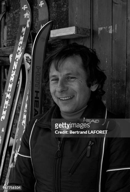 Roman Polanski en vacances aux sports d'hiver à Gstaad le 16 janvier 1977, Suisse.