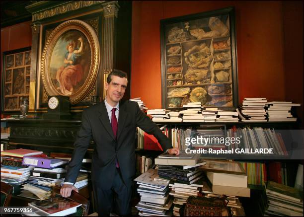 Director of Louvre Museum, Henri Loyrette session portrait in his office on March 10, 2007 in Paris, in France. Henri Loyrette's contract was...