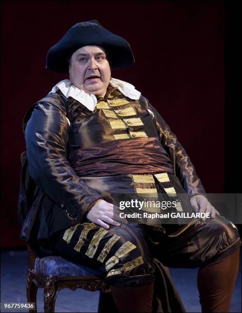 Serge Bagdassarian from The Comedie Francaise troupe performs "Dom Juan ou le Festin de Pierre" of Moliere on September 14, 2012 in Paris in France....